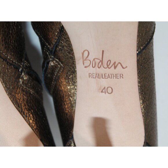Boden Ankle Boots Gold Stiletto Heeled Leather Boot MINT Women's Size 40 9.5 - Picture 5 of 13